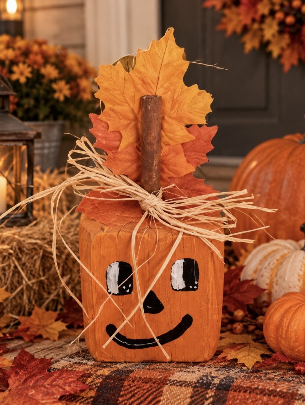 🎃 Hand-crafted Wood Pumpkin Face 🎃